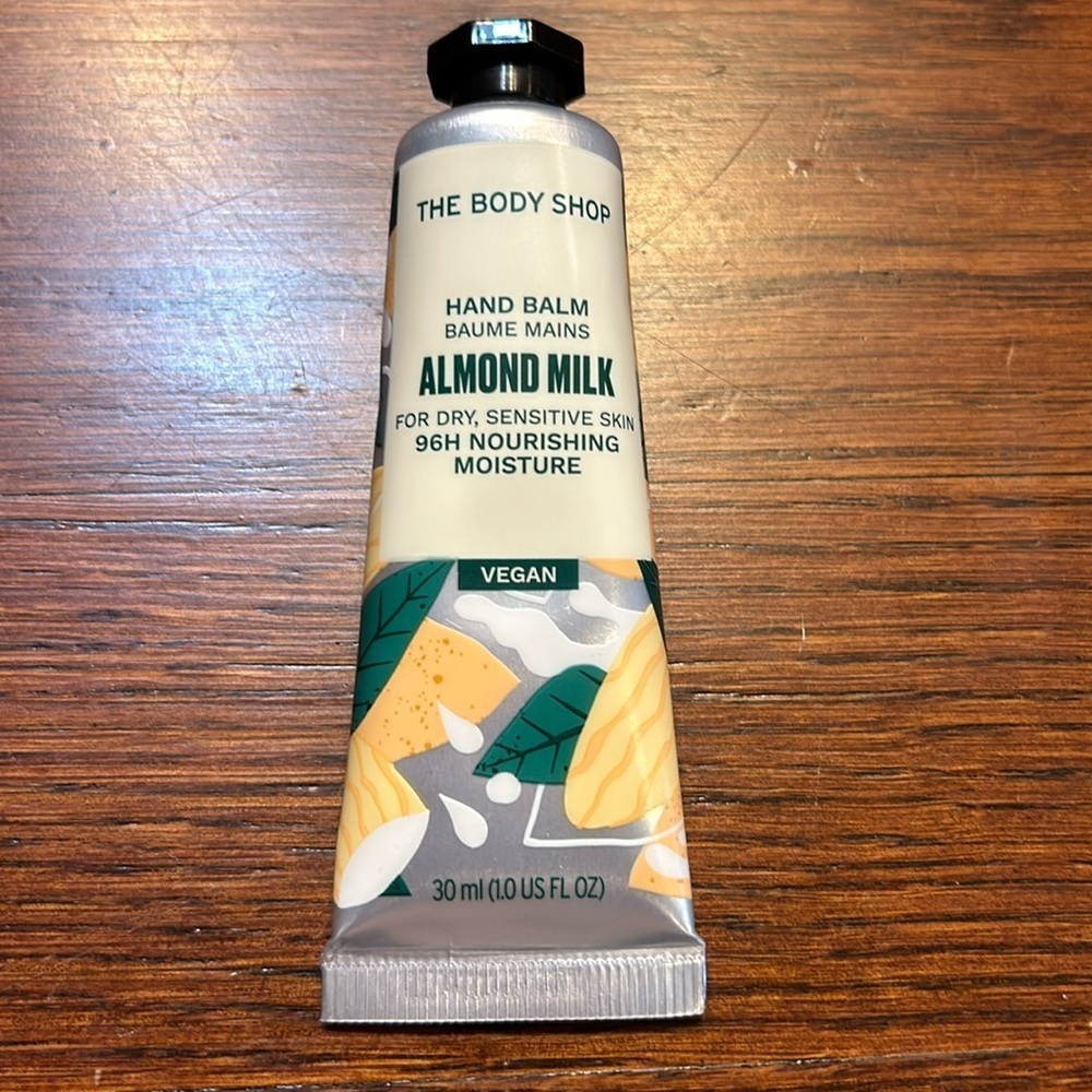 The Body Shop vegan Almond Milk Hand balm for dry sensitive skin. 1 oz